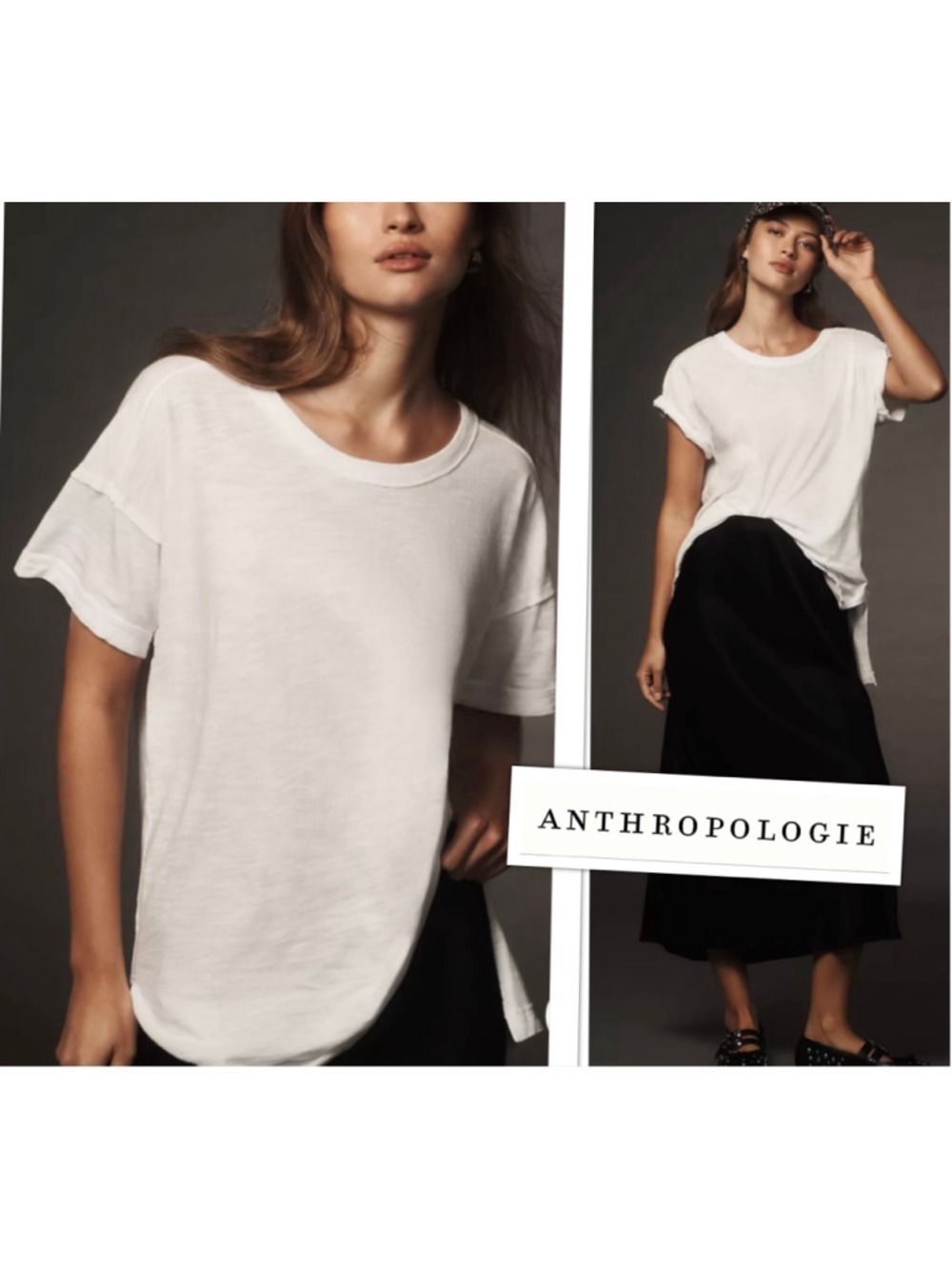 Anthropologie Perfect Tee Jordyn Cotton Soft Jersey Crew-Neck Oversized Shirt Lg
